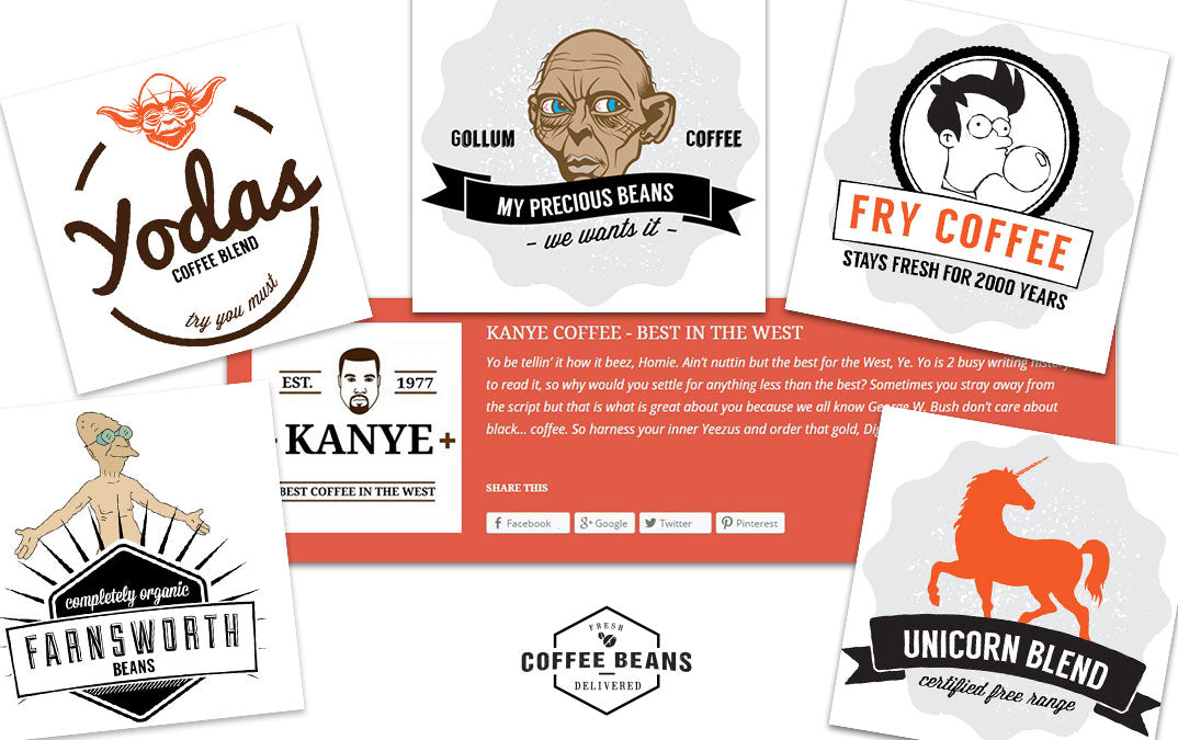 coffee personas images gollum fry yoda farnsworth unicorn kanye