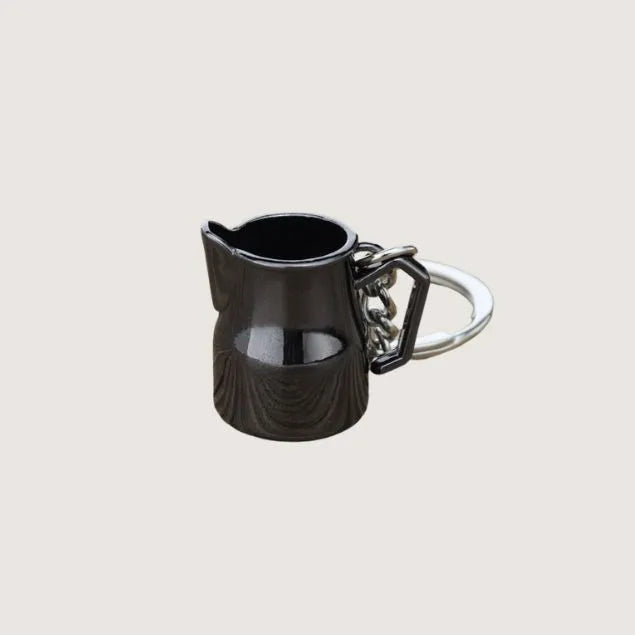 black coffee milk jug miniature keyring stainless steel